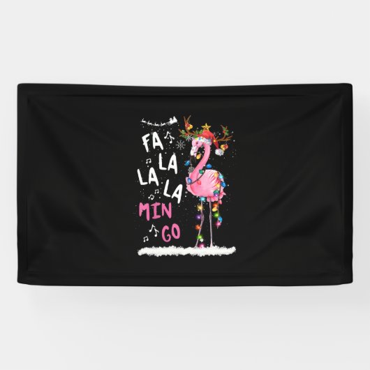Kerstmis: Fa-La Mingo Flamingo met Kerstmis Spandoek (Horizontaal)