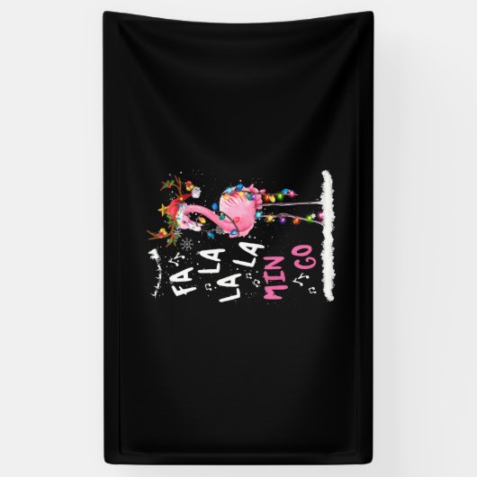 Kerstmis: Fa-La Mingo Flamingo met Kerstmis Spandoek (Verticaal)