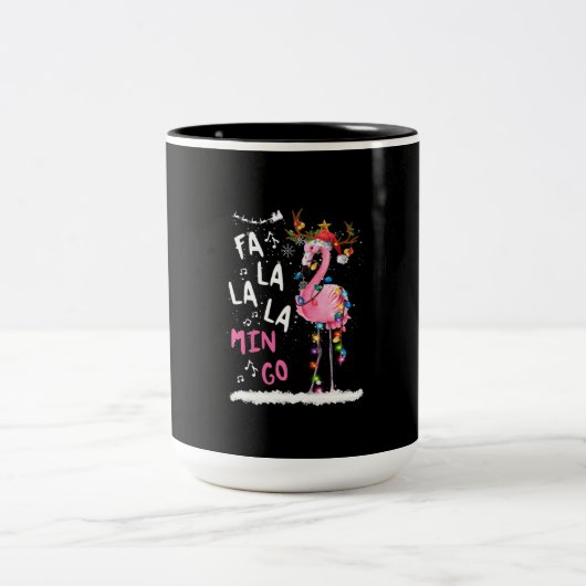 Kerstmis: Fa-La Mingo Flamingo met Kerstmis Tweekleurige Koffiemok (Center)