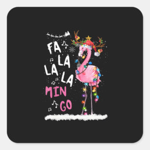 Kerstmis: Fa-La Mingo Flamingo met Kerstmis Vierkante Sticker