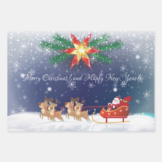 Kerstmis: Fairy Tale Fantasy Snowy Forest Inpakpapier Vel (Voorkant 3)