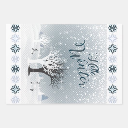 Kerstmis: Fairy Tale Fantasy Snowy Forest Inpakpapier Vel (Voorkant)