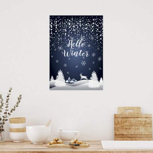 Kerstmis: Fairy Tale Fantasy Snowy Forest Poster (Keuken)