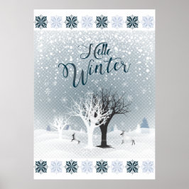 Kerstmis: Fairy Tale Fantasy Snowy Forest Poster