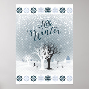 Kerstmis: Fairy Tale Fantasy Snowy Forest Poster