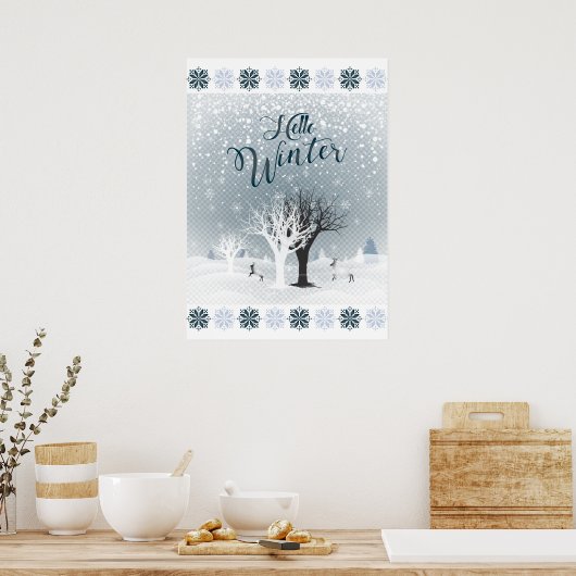 Kerstmis: Fairy Tale Fantasy Snowy Forest Poster (Keuken)