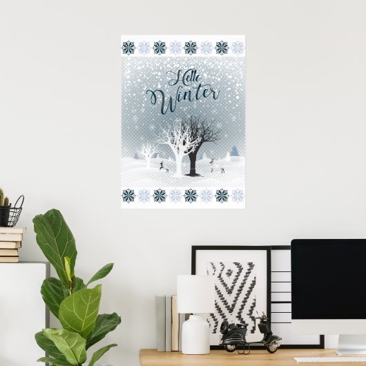 Kerstmis: Fairy Tale Fantasy Snowy Forest Poster (Thuiskantoor)