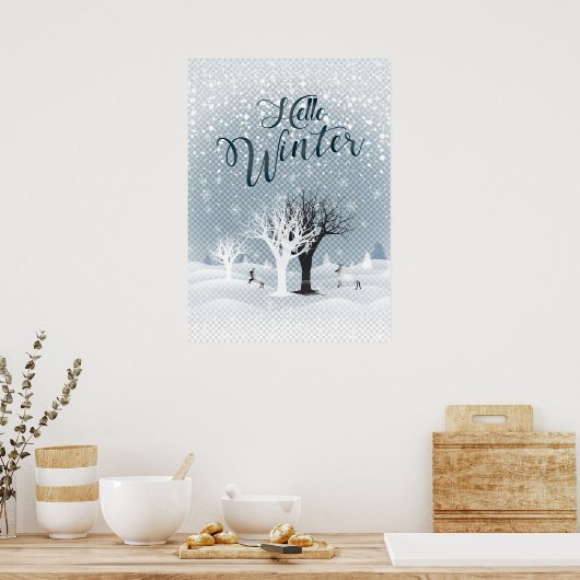 Kerstmis: Fairy Tale Fantasy Snowy Forest Poster (Keuken)
