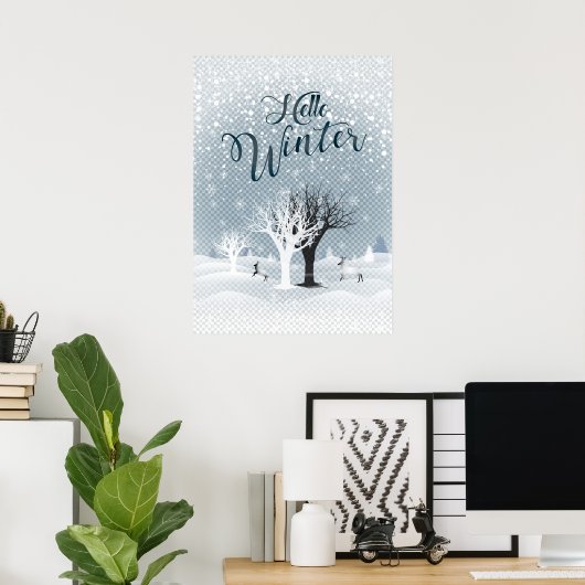 Kerstmis: Fairy Tale Fantasy Snowy Forest Poster (Thuiskantoor)