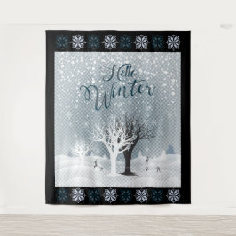 Kerstmis: Fairy Tale Fantasy Snowy Forest Wandkleed