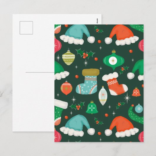 Kerstmis Falalala Green Feestdagenkaart (Voorkant / Achterkant)