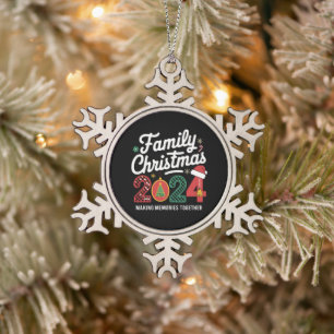 Kerstmis Familie 2024 Matching Outfit Xmas Squad  Tin Sneeuwvlok Ornament