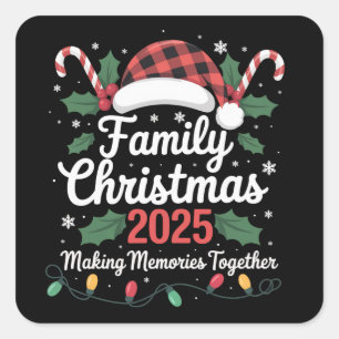 Kerstmis Familie 2025 Crew Groep Matching Familie  Vierkante Sticker