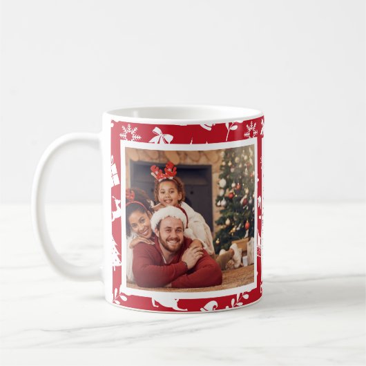 Kerstmis familie foto collage gepersonaliseerd koffiemok (Links)