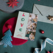 Kerstmis familie foto collage | Love Peace Joy Feestdagenkaart