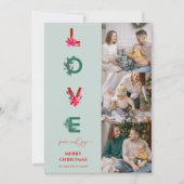 Kerstmis familie foto collage | Love Peace Joy Feestdagenkaart (Voorkant)