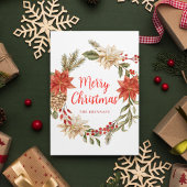 Kerstmis Familie Foto Feestelijke Krans Groen Feestdagenkaart