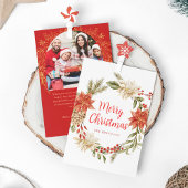 Kerstmis Familie Foto Feestelijke Krans Groen Feestdagenkaart