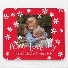 Kerstmis Familie Foto Jaar Wit Sneeuwvlok Rood Muismat
