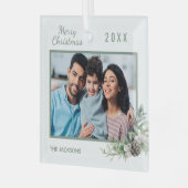 Kerstmis familie foto kegel den glas ornament (Voorkant links)