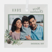 Kerstmis familie foto kegel den glas ornament (Achterkant)