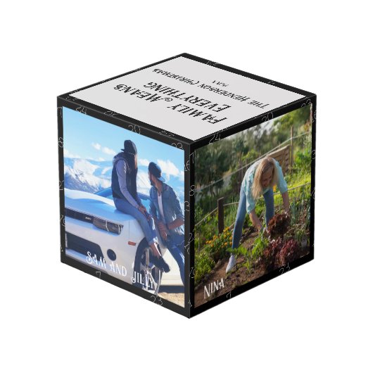 Kerstmis Familie Foto Kubus 4 Foto's, Aftellen (Achter hoekig)