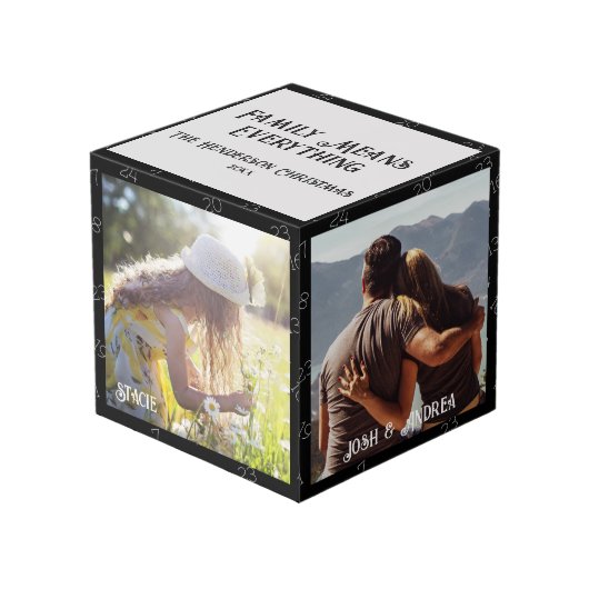 Kerstmis Familie Foto Kubus 4 Foto's, Aftellen (Voorkant hoekig)
