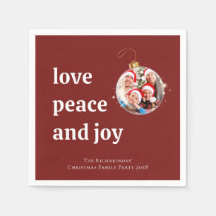 Kerstmis Familie Foto Liefde Vrede Vreugde Bourgon Servet