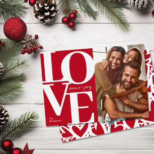 Kerstmis Familie Foto met Liefde, Vrede en Vreugde Feestdagenkaart