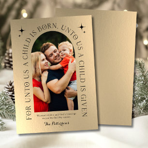 Kerstmis Familie Foto Minimalistisch Religieus Feestdagenkaart