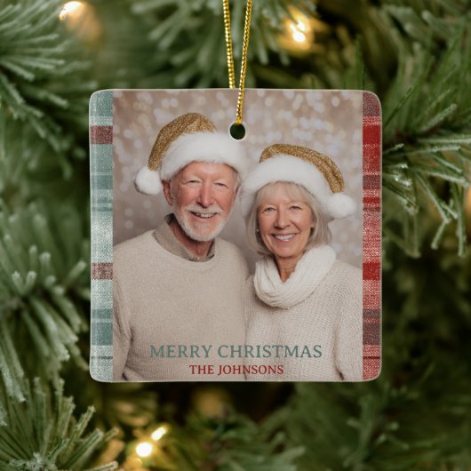 Kerstmis Familie Foto Ornament (Boom)