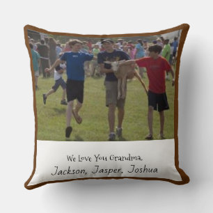 Kerstmis Familie Foto Rood Groen Plaid Dual Side Kussen