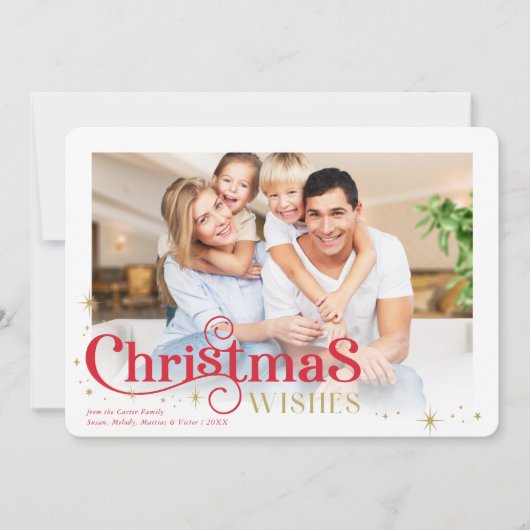 KERSTMIS FAMILIE FOTO stijlvolle moderne typografi Feestdagenkaart (Voorkant)