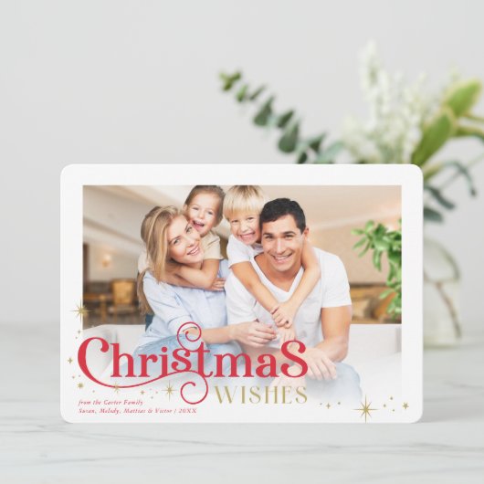 KERSTMIS FAMILIE FOTO stijlvolle moderne typografi Feestdagenkaart (Staand voorkant)