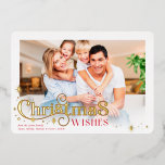 KERSTMIS FAMILIE FOTO stijlvolle moderne typografi Folie Feestdagenkaart<br><div class="desc">door kat massard >>> www.simplysweetPAPERIE.com <<<< Een elegant, typografisch ontwerp met het citaat Kerstwensen met glanzende gouden folie accenten. Maximale oppervlakte om uw prachtige familie weer te geven - een landschapsfoto werkt het beste! TIPS 1. Om het formaat/de positie van de foto te wijzigen, druk je op de knop "Aanpassen"....</div>