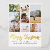Kerstmis Familie Fotocollage Folie Feestdagen Briefkaart (Voorkant)