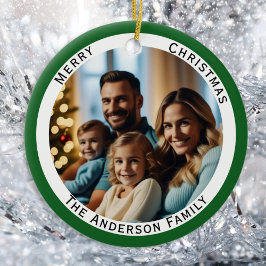 Kerstmis Familie Foto's Aangepaste Naam Keramisch Ornament