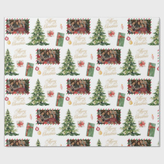 Kerstmis Familie Frame Inpakpapier