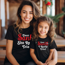 Kerstmis familie gepersonaliseerde Funny Dear Sant T-shirt
