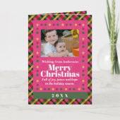 Kerstmis Familie Geruite Foto Rode Vakantie Ansich Kaart (Voorkant)