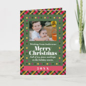 Kerstmis Familie Geruite Foto Vakantie Ansichtkaar Kaart (Voorkant)