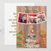 Kerstmis Familie Groet Plat Kerstkaart (Voorkant / Achterkant)