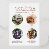 Kerstmis Familie Jaar om te Onthouden Roze Goud Folie Feestdagenkaart (Voorkant)