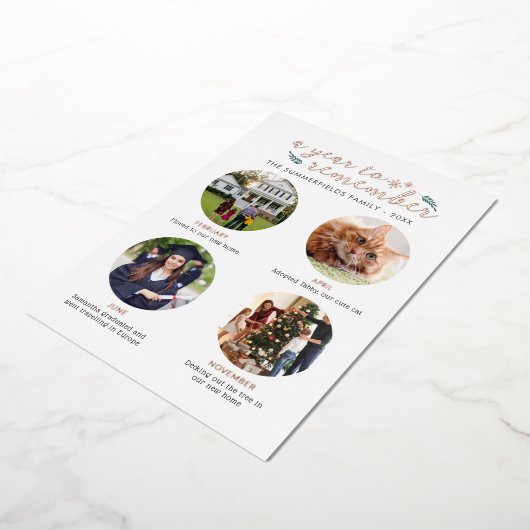 Kerstmis Familie Jaar om te Onthouden Roze Goud Folie Feestdagenkaart (Gedraaid)