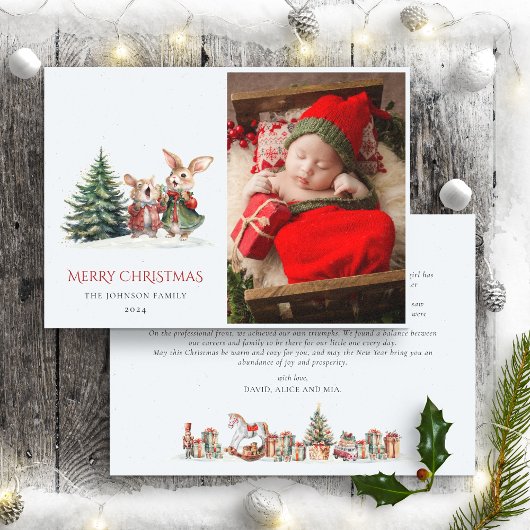 Kerstmis Familie Jaarverslag Schattige Grappige Ko Feestdagenkaart