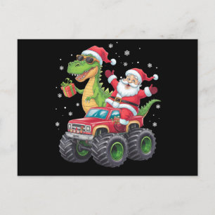 Kerstmis Familie Matching Kerstman Truck Dinosauru Briefkaart