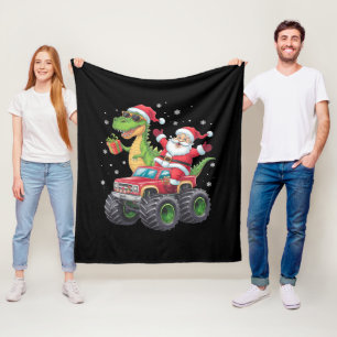 Kerstmis Familie Matching Kerstman Truck Dinosauru Fleece Deken