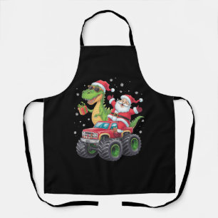 Kerstmis Familie Matching Kerstman Truck Dinosauru Schort