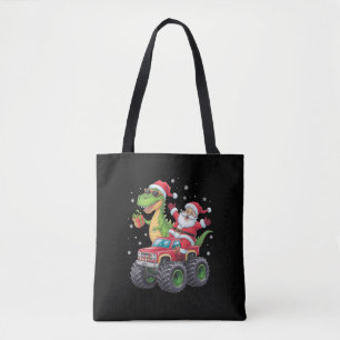 Kerstmis Familie Matching Kerstman Truck Dinosauru Tote Bag