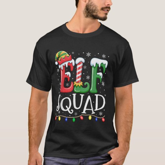 Kerstmis Familie Matching Pyjama Elf Squad T-shirt (Voorkant)